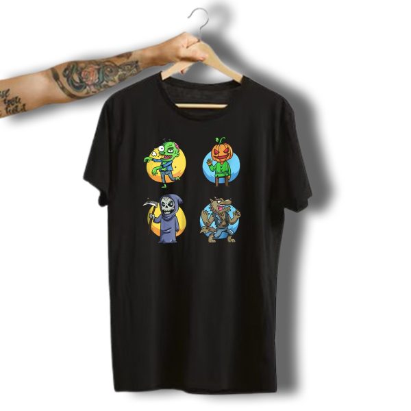 Halloween Toon Squad Zombie Pumpkin Grim Reaper Wolf T Shirt t shirt 1