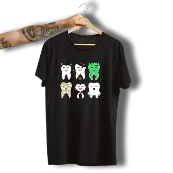 Halloween Tooth Cat Witch Frankenstein Mummy Vampire Ghost T Shirt t shirt 1 1