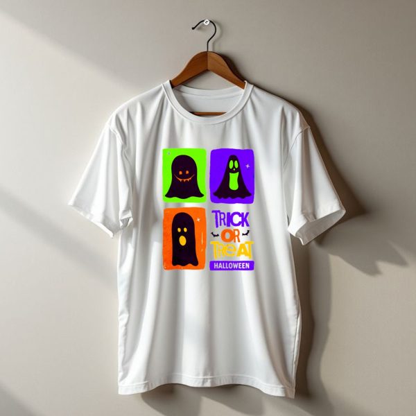Halloween Trick Or Treat Ghosts In Colorful Boxes T Shirt t shirt 1