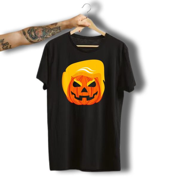 Halloween Trumpkin Pumpkin Carved Pumpkin Face With Iconic Hairstyle T Shirt t shirt 1