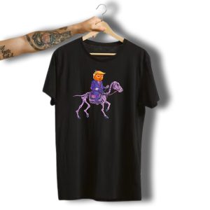 Halloween Trumpkin Riding Skeleton Horse T-Shirt
