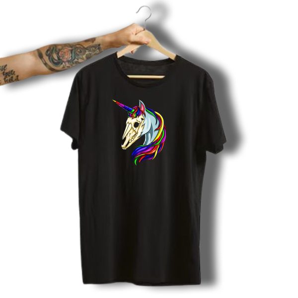 Halloween Unicorn Skeleton Horse Rainbow Head With Colorful Mane T Shirt 1 t shirt 1
