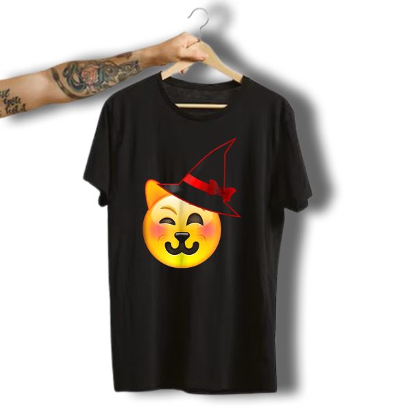Halloween Winking Cat Emoji Witch Hat T Shirt t shirt 1
