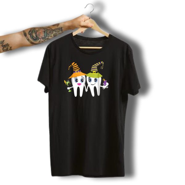 Halloween Witch Tooth Couple With Potions Funny Dentist T Shirt t shirt 1