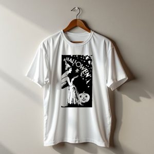 Halloween Witch With Pumpkin And Stars T-Shirt