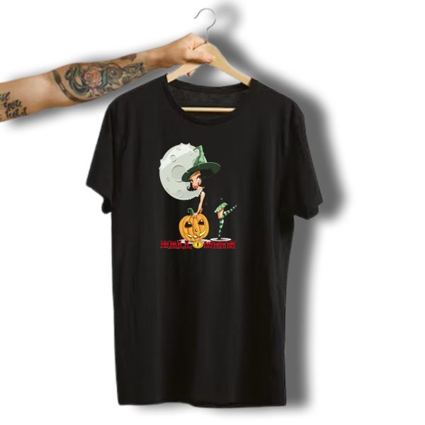Halloween Witch With Pumpkin Moon T Shirt t shirt 1