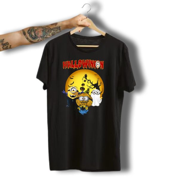 Hallowinion Halloween Minions Despicable Me Moon Bats Pumpkins Ghost Costume T Shirt t shirt 1