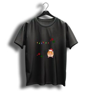 Hamster Around The Christmas Tree Santa Hat Lights T Shirt