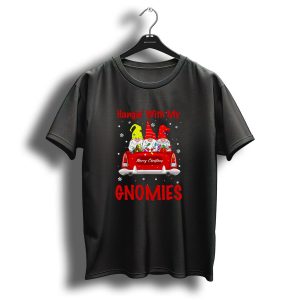 Hangin With My Gnomies Merry Christmas Nordic Gnome Truck Snowflakes T Shirt