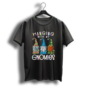 Hanging With My Gnomies Christmas Lights Patterned Gnomes T Shirt