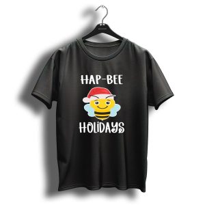 Hap Bee Holidays Santa Hat Bee Christmas T Shirt