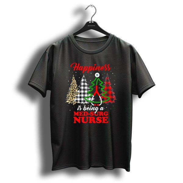Happiness Is Being A Med Surg Nurse Buffalo Plaid Christmas Tree T Shirt 1 t shirt 1