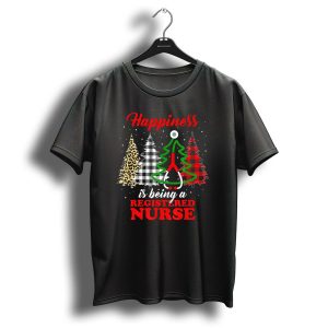 Happiness Is Being A Registered Nurse Buffalo Plaid Christmas Tree T-Shirt