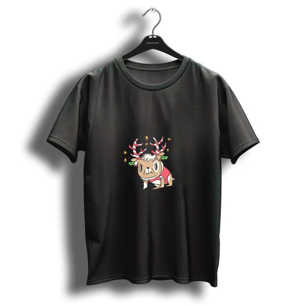 Happy Christmas Cute Dog With Reindeer Antlers And Bells T Shirt 1 t shirt 1
