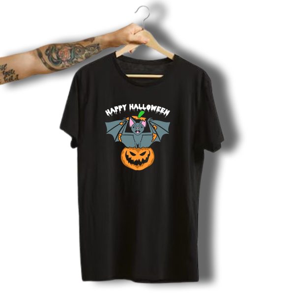 Happy Halloween Bat Pumpkin T Shirt t shirt 1