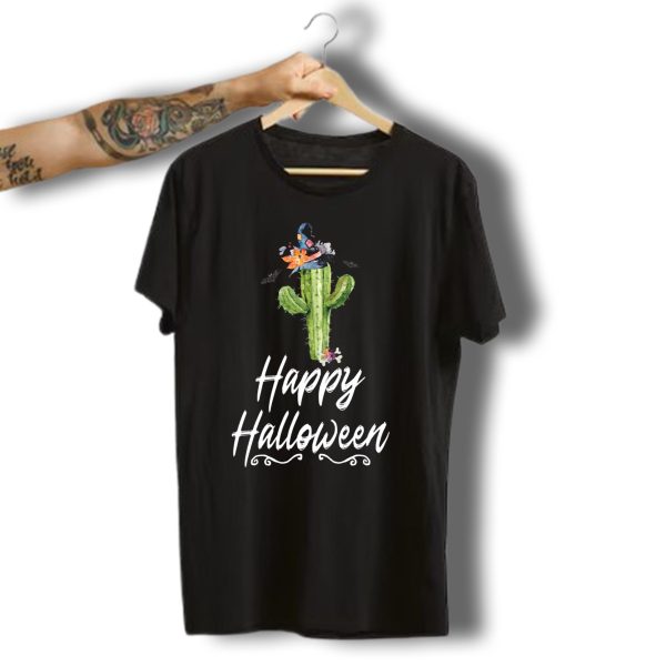 Happy Halloween Cactus Witch Pumpkin Trick Treat T Shirt t shirt 1