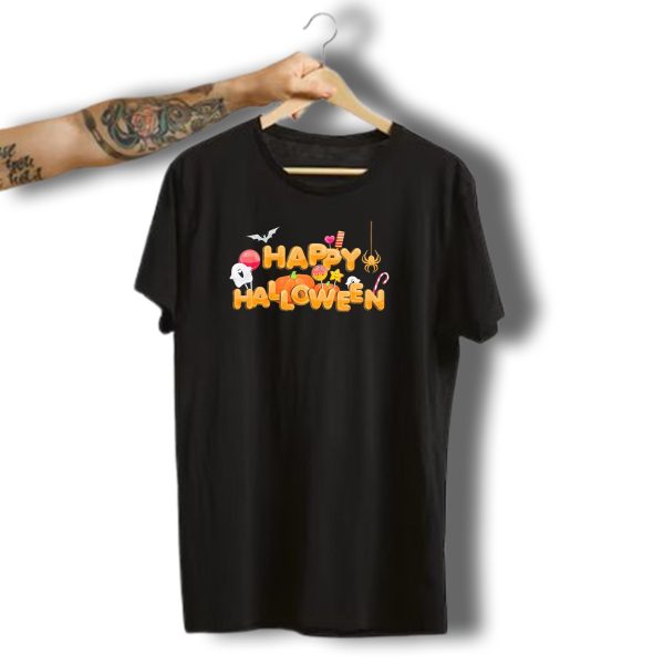 Happy Halloween Candy Ghosts Boo Bat Pumpkin T Shirt t shirt 1