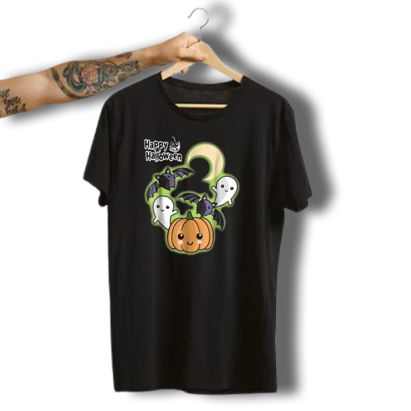 Happy Halloween Cute Pumpkin Bat Ghost Moon T Shirt t shirt 1