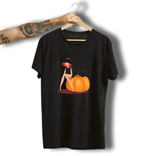 Happy Halloween Cute Witch With Pumpkin And Cat T Shirt t shirt 1