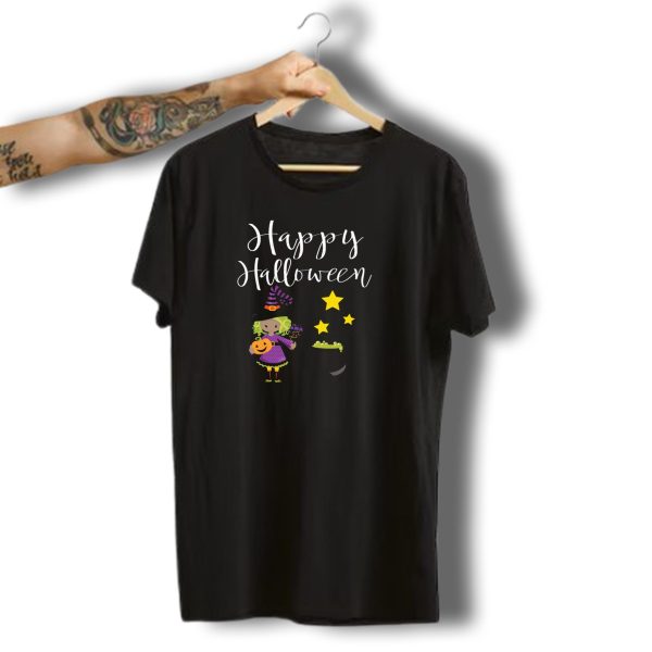 Happy Halloween Cute Witch With Pumpkin And Magic Potion Cauldron T Shirt t shirt 1