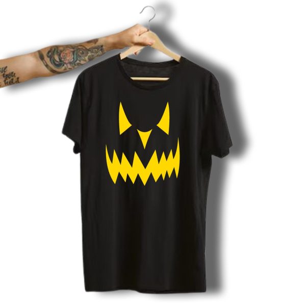 Happy Halloween Evil Pumpkin Smile Spooky Yellow Face T Shirt t shirt 1