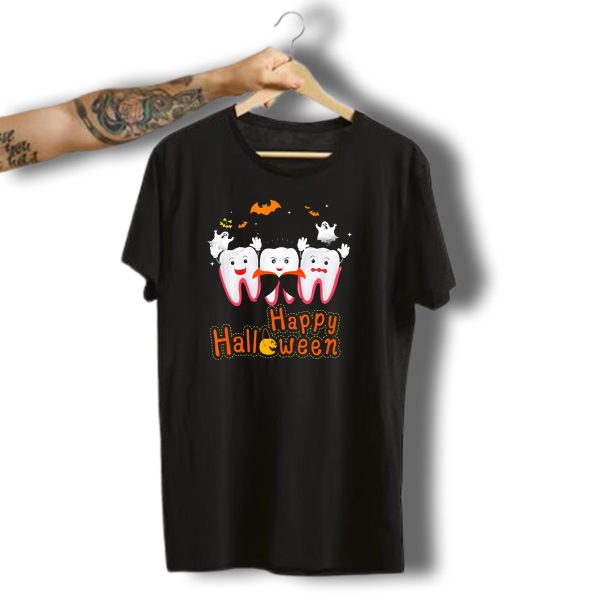 Happy Halloween Funny Ghosts And Teeth T Shirt t shirt 1 1
