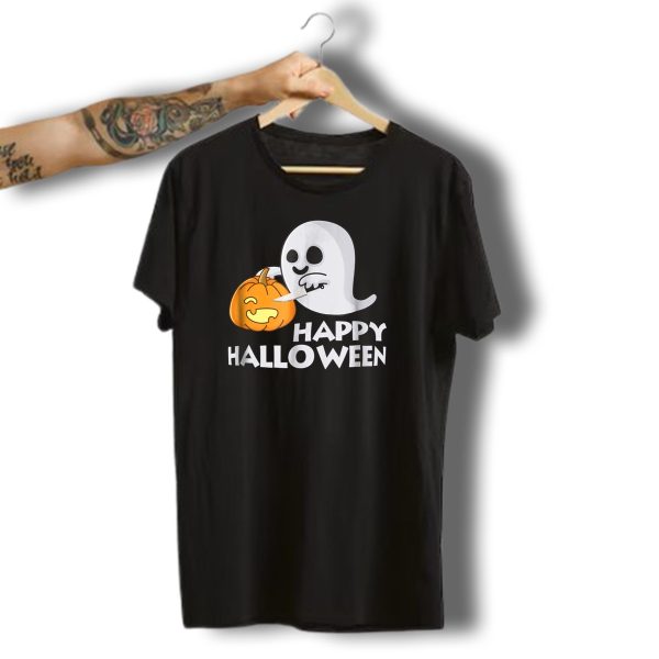 Happy Halloween Ghost And Carved Pumpkin Duo T Shirt t shirt 1