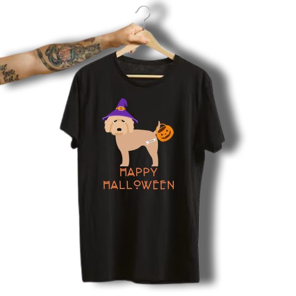 Happy Halloween Goldendoodle Witch With Pumpkin T Shirt t shirt 1