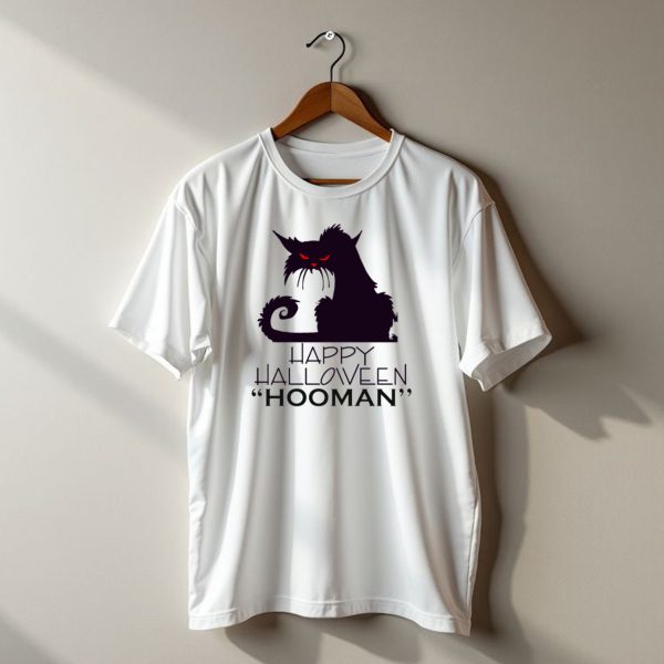 Happy Halloween Hooman Black Cat Red Eyes T Shirt t shirt 1