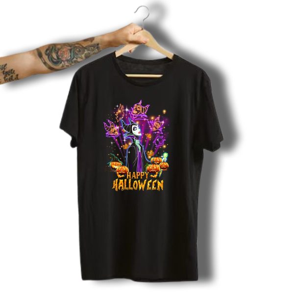Happy Halloween Maleficent Pumpkin Fireworks T Shirt t shirt 1