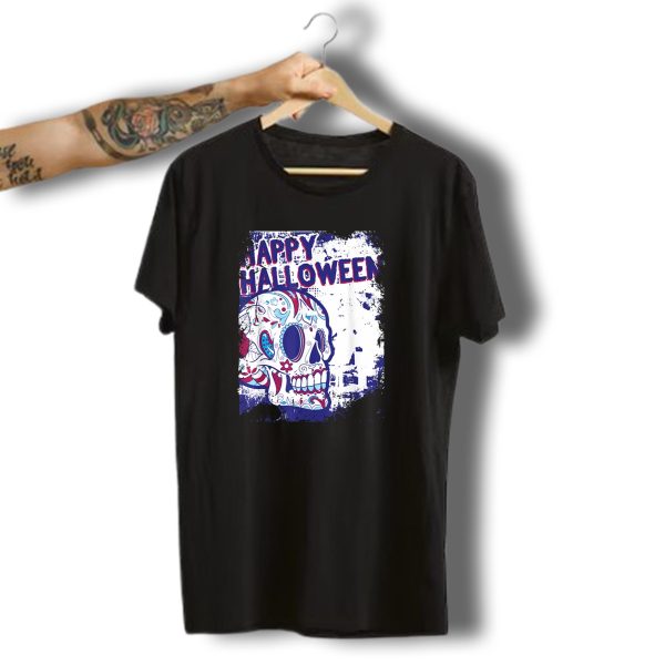 Happy Halloween Mens Vintage Scary Skull Funny Skeleton T Shirt t shirt 1