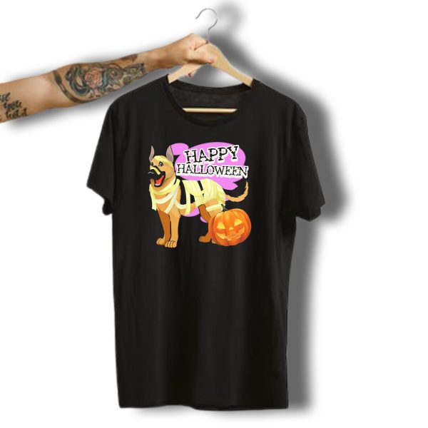 Happy Halloween Mummy German Shepherd With Pumpkin T Shirt t shirt 1