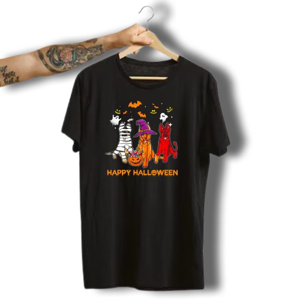 Happy Halloween Mummy Witch Devil Dogs With Ghosts And Bats T Shirt t shirt 1