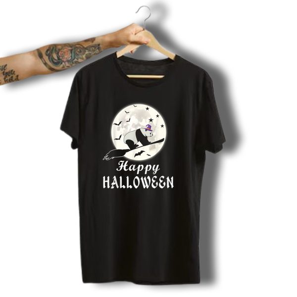 Happy Halloween Panda Bear Riding Broomstick Moon T Shirt 1 t shirt 1