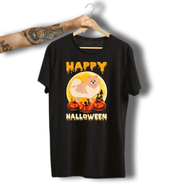 Happy Halloween Pomeranian Dog Pumpkins T Shirt t shirt 1