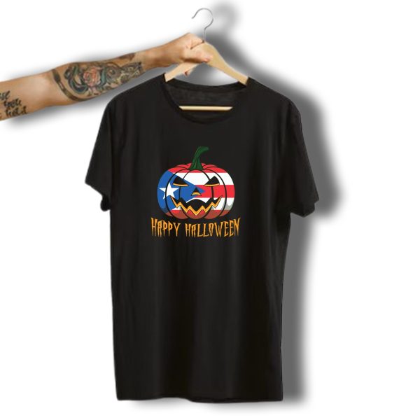Happy Halloween Puerto Rican Flag Pumpkin T Shirt t shirt 1