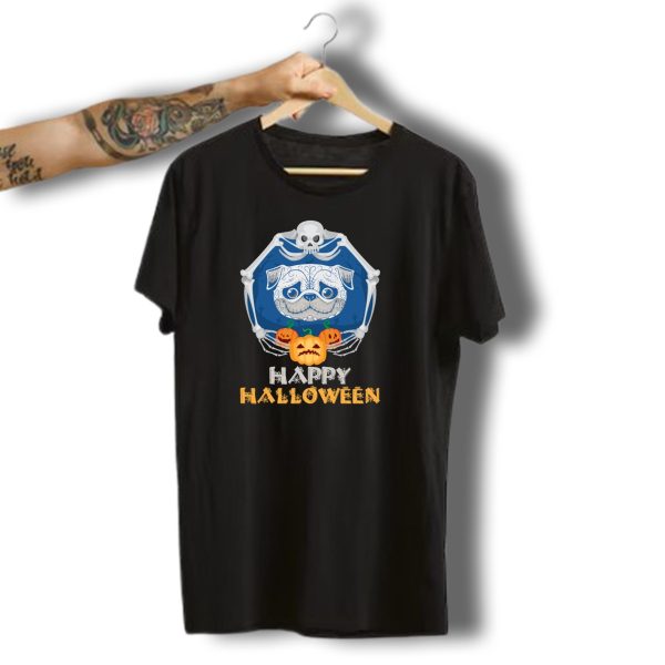 Happy Halloween Pumpkin Pug Skeleton T Shirt t shirt 1