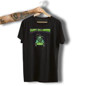 Happy Halloween Scary Witch Brewing Cauldron In Spooky Forest T-Shirt