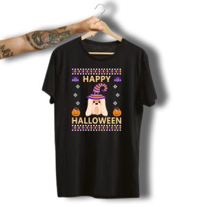 Happy Halloween Shih Tzu Dog Witch Hat Jack O Lanterns T-Shirt