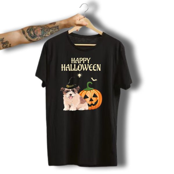 Happy Halloween Shih Tzu With Pumpkin And Witch Hat T Shirt t shirt 1