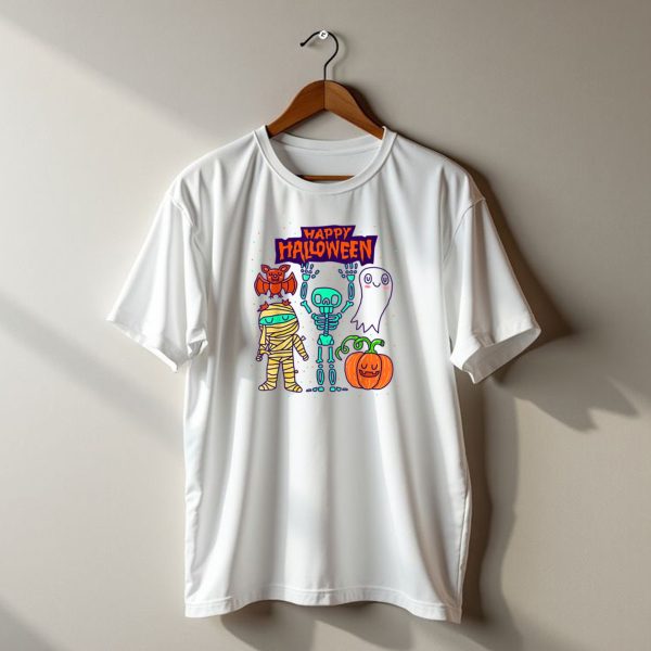 Happy Halloween Skeleton Ghost Pumpkin Mummy Bat T Shirt t shirt 1