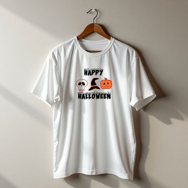 Happy Halloween Skull Witch Hat Pumpkin t shirt 1