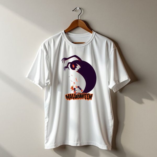 Happy Halloween Spooky Shadow Ghost With Pumpkin T Shirt t shirt 1