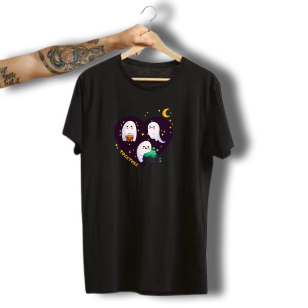 Happy Halloween Together Ghosts With Stars And Moon T Shirt t shirt 1