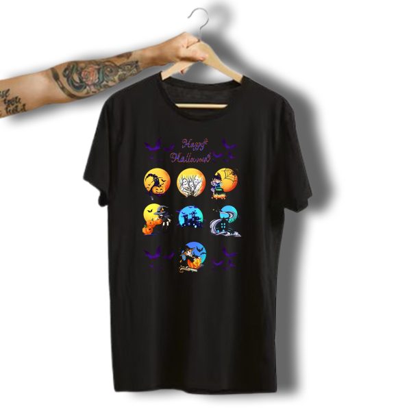 Happy Halloween Witch Bat Black Cat Castle Pumpkin Lantern Ghosts T Shirt t shirt 1 1