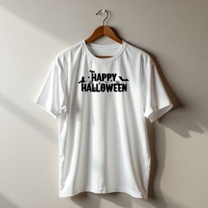 Happy Halloween With Witch Bats Cobwebs And Typography Elements T-Shirt
