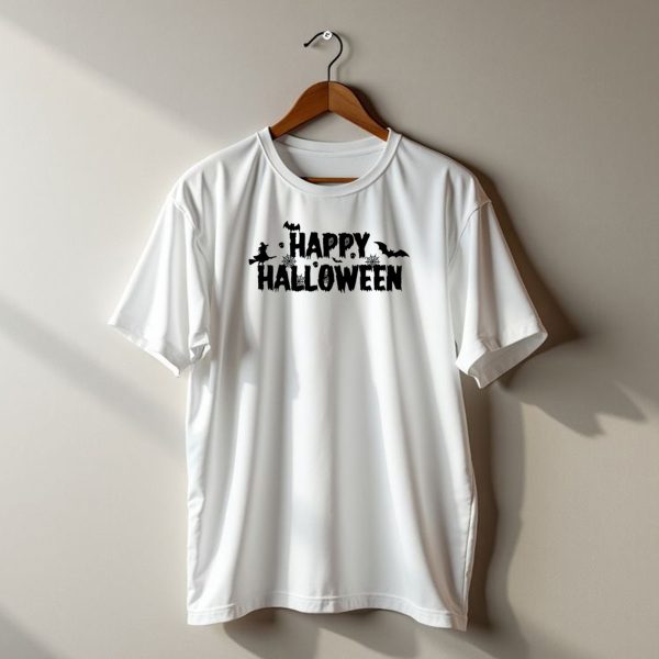 Happy Halloween With Witch Bats Cobwebs And Typography Elements t shirt 1