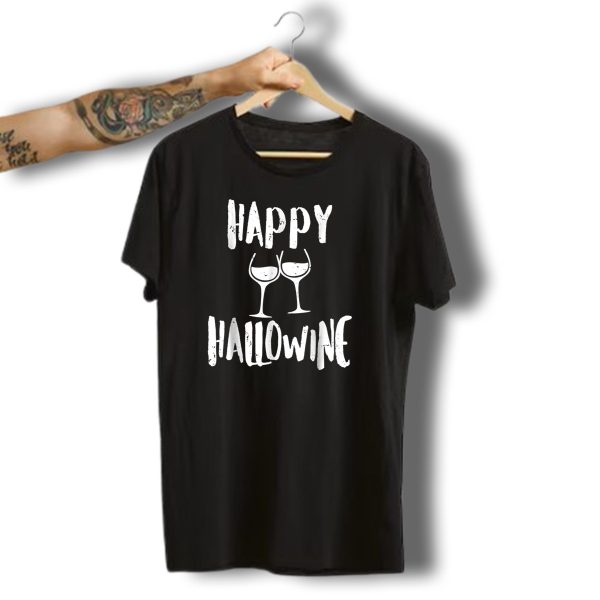 Happy Hallowine Funny Halloween Wine Drinker Toast T Shirt t shirt 1