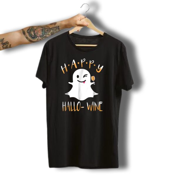 Happy Hallowine Halloween Boo Ghost Party Cheers T Shirt t shirt 1