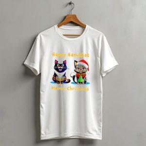 Happy Hanukkat Meowy Christmas Cats In Festive Holiday Attire T Shirt 1